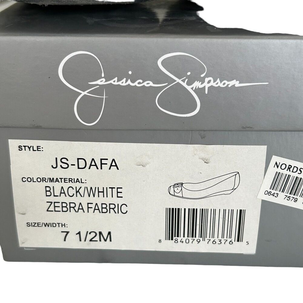 Jessica Simpson Black White Zebra Fabric Wedge Sz 7.5 Kitten Heel Buckle JS-DAFA - Picture 9 of 10
